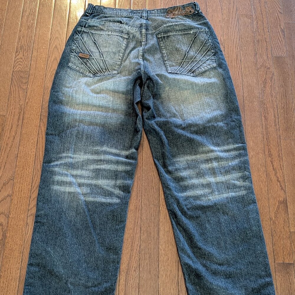 Y2K Baggy Akademiks Faded Denim Jeans - Size 36x32